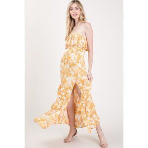 🔥LAST FEW🔥 Women's Strapless Maxi Dress With High Slit (YELLOW)